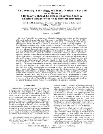 The Chemistry, Toxicology, and Identification in Rat and Human ...