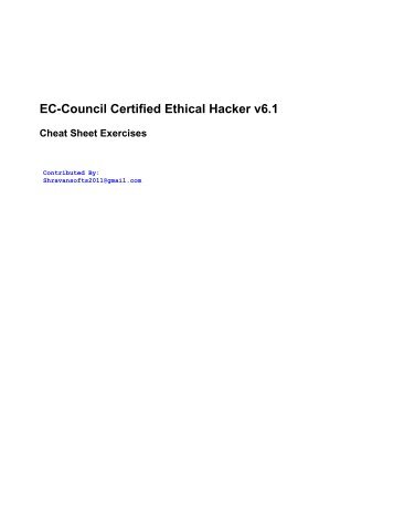 Certified Ethical Hacker (CEH) Cheat Sheet - SCADAhacker