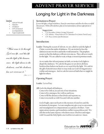 ADVENT PRAYER SERVICE Longing for Light in the Darkness