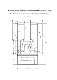 Nachrechnung eines stehenden Dampfkessels aus Kupfer