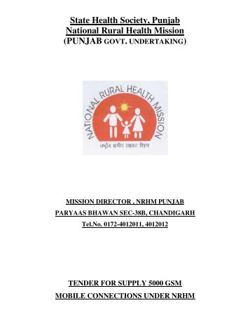 Tender Form - Department of Health & Family Welfare, Punjab, India