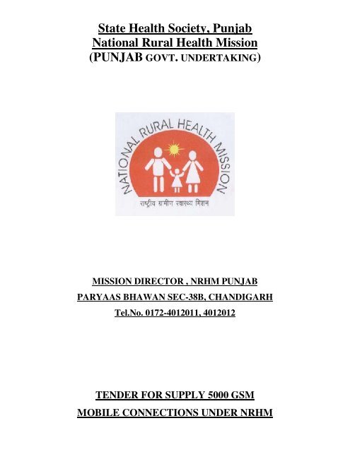 Tender Form - Department of Health & Family Welfare, Punjab, India