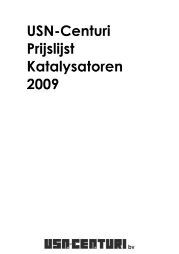 USN-Centuri Prijslijst Katalysatoren 2009 - Aftersales Magazine