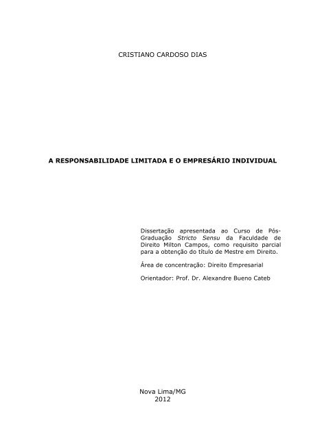 A responsabilidade limitada e o empresÃ¡rio ... - Milton Campos