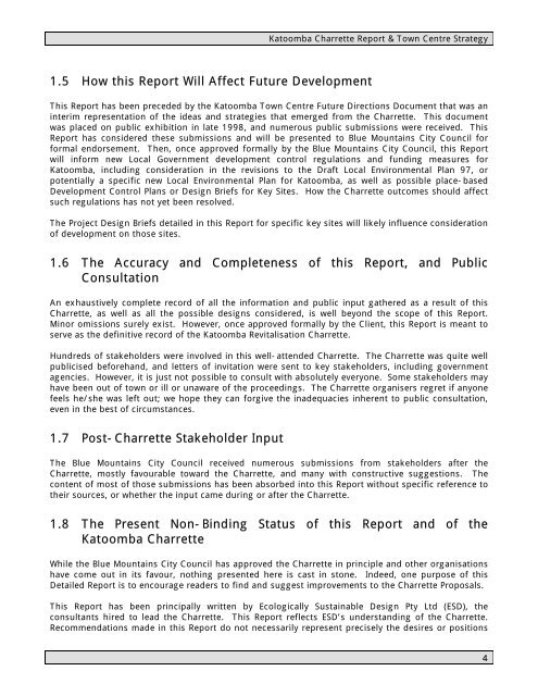 Katoomba Charrette Outcomes Report - Blue Mountains City Council