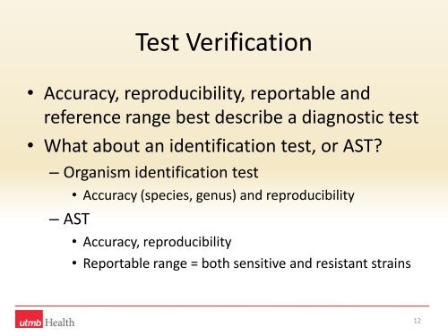 Verification of Microbiology Tests - SWACM