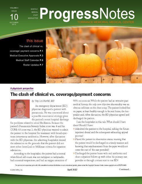 October 2012 Volume 4 Issue 10 Torrance Memorial Medical