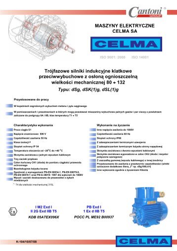 MASZYNY ELEKTRYCZNE CELMA SA TrÃ³jfazowe ... - Cantoni Group