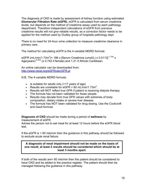 Chronic Kidney Disease Pathway Document Description Presented ...