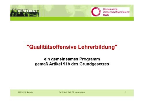 Die QualitÃ¤tsoffensive Lehrerbildung der GWK - ZLH-Hamburg