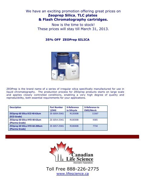 Winter Promotion on Zeoprep Silica - Canadian Life Science