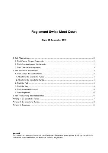 Reglement Swiss Moot Court