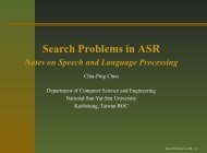 Search Problems in ASR