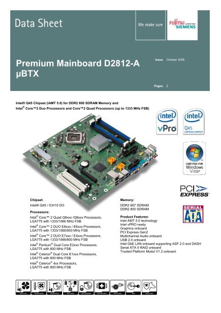 Premium Mainboard D2812-A ÂµBTX - Evercase Technology (UK)