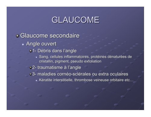 Glaucome/ maladies congÃ©nitales /nerf optique