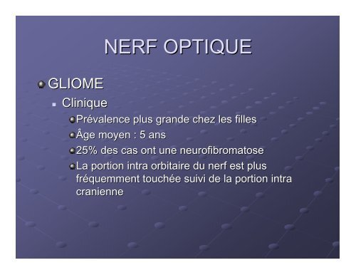 Glaucome/ maladies congÃ©nitales /nerf optique