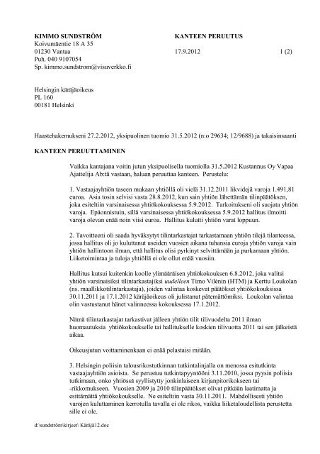 peruutuskirje - PÃ¤Ã¤kaupunkiseudun ateistit ry