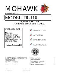 MODEL TR-110 - Mohawk Lifts