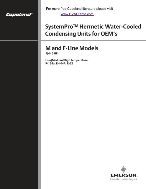 SystemPro Hermetic Water-Cooled 1/4 thru 5 HP - HVAC and ...