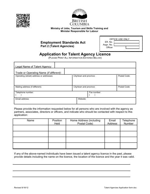 tourism licence application