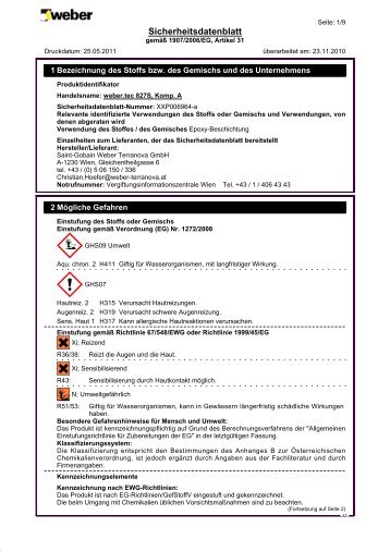 Sicherheitsdatenblatt - Weber