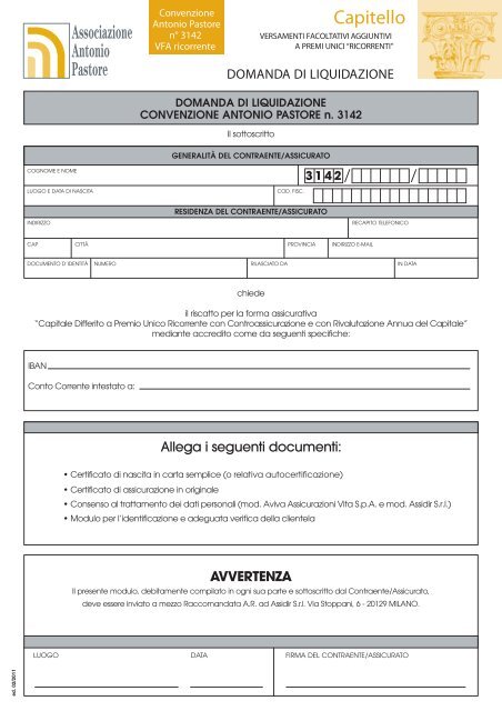 cardif modulo di richiesta liquidazione per sinistro e adeguata verifica Bollettino mensile Anno V main image 1