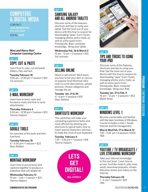 Programs Continuing Education Cummings Jewish Centre For