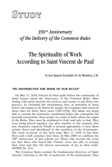 The Spirituality of Work According to Saint Vincent de Paul - CMGlobal