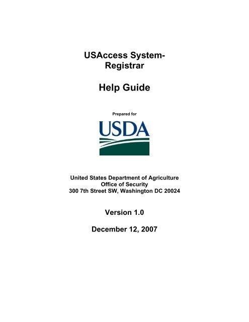 Usaccess System Usda Hspd 12 Information