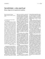 Sensibilidad y vida espiritual. Breve elogio de la experiencia estÃ©tica