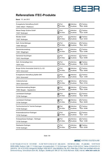 Referenzliste ITEC-Produkte