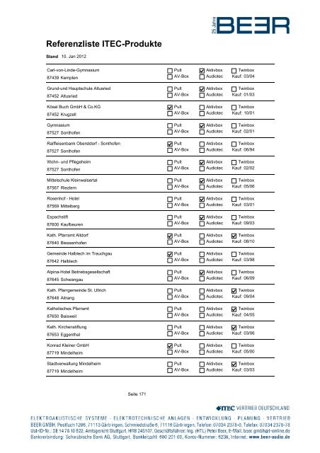 Referenzliste ITEC-Produkte