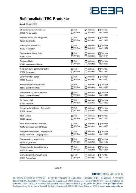 Referenzliste ITEC-Produkte