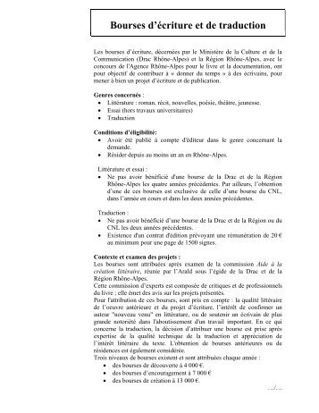 Bourses d'écriture et de traduction - Arald