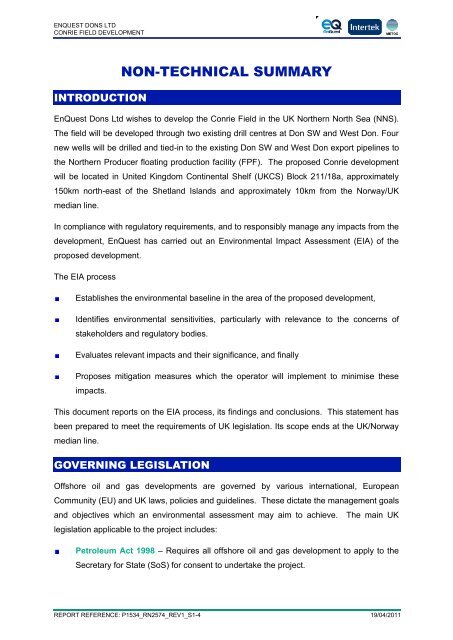 Conrie Field Development Environmental Statement - Metoc