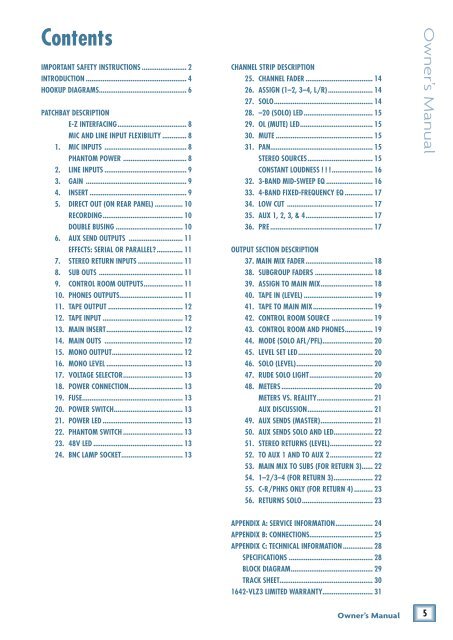 1642-VLZ3 16-Channel Mic/Line Mixer Owner's Manual