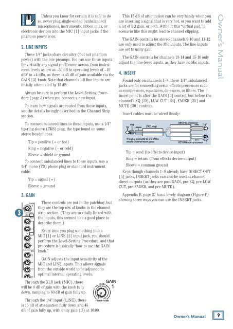 1642-VLZ3 16-Channel Mic/Line Mixer Owner's Manual