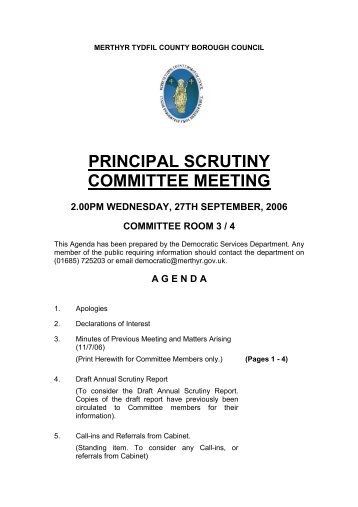 principal scrutiny committee meeting - Meetings, agendas, and ...