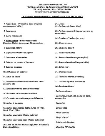 1. produits alguo-lise - Le laboratoire deMonceaux