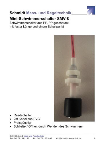 Datenblatt Mini-Schwimmerschalter SMV-8 - Schmidt - Mess- und ...