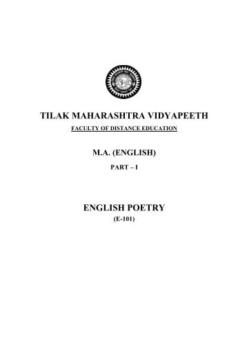 E-102 English Poetry - Tilak Maharashtra Vidyapeeth