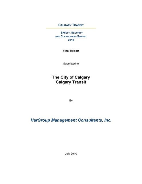 calgary transit safety, security and cleanliness survey