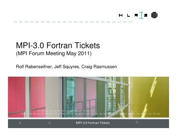 MPI-3.0 Fortran Tickets - MPI Forum Meetings