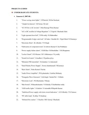 PROJECTS GUIDED UNDERGRADUATE STUDENTS: â¢ Semester-I ...