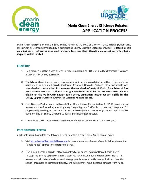 Rebate Lication Process Pdf Marin Energy