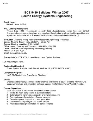 ABET Format Syllabus for ECE 5430