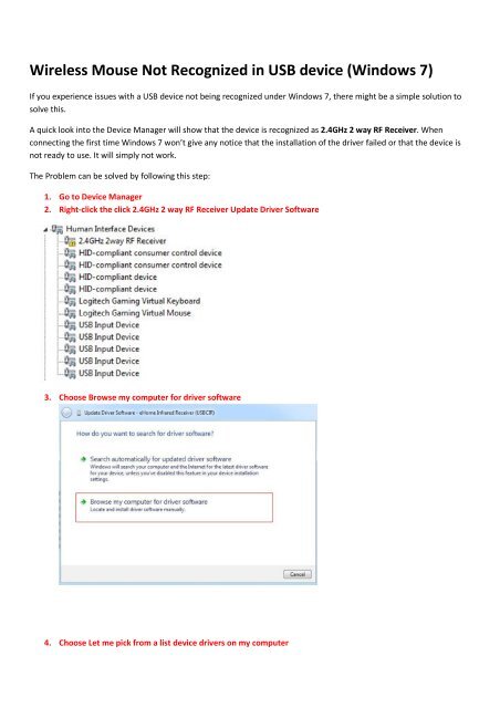 Wireless Mouse Not Recognized in USB device (Windows 7) - CLiPtec