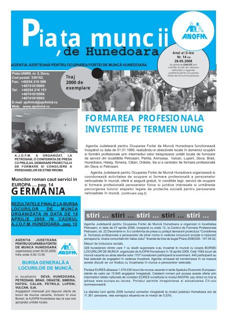 mai 2008 [pdf] - AJOFM - Hunedoara