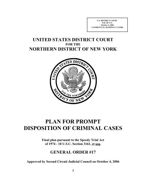 plan for prompt disposition of criminal cases - Northern District of ...