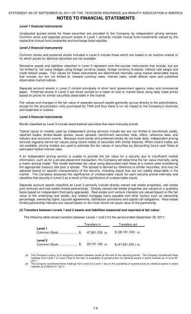 quarterly statement - TIAA-CREF